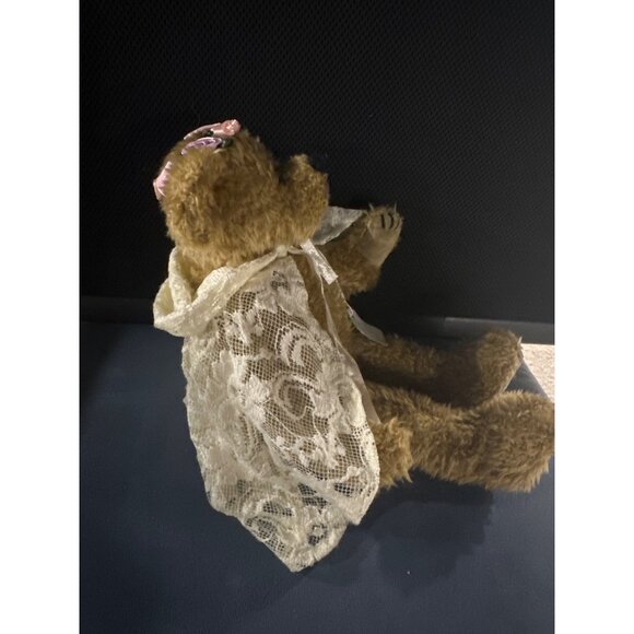 Vintage Ty Attic Treasure Collectible Teddy Bear With Lace Cape & Floral Crown - Picture 2 of 8